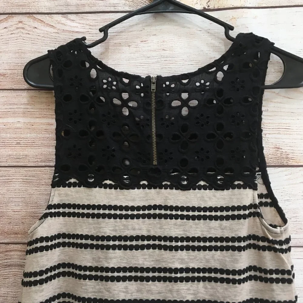 FREE PEOPLE MOLLY RETRO STRIPED PEPLUM‎ TOP IN TAN AND BLACK